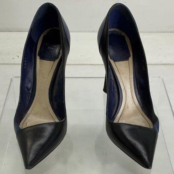 Christian Dior Black & Blue Pointed-Toe Heels – Size 8 - Picture 1 of 12
